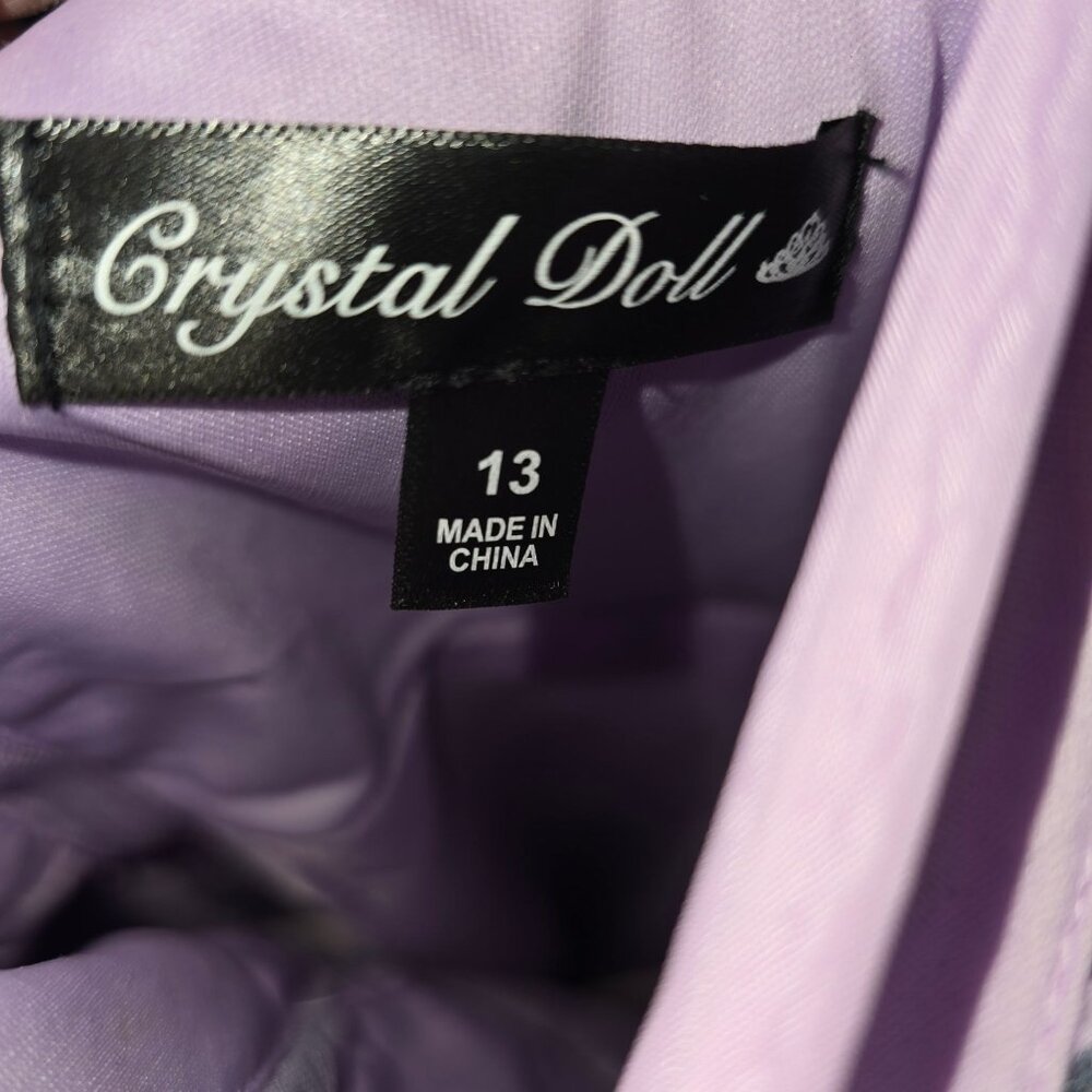 Crystal Doll Lilac Metallic Floral BIG SKIRT POCKETS Prom Ball Dress, Sz 13 - Picture 9 of 10